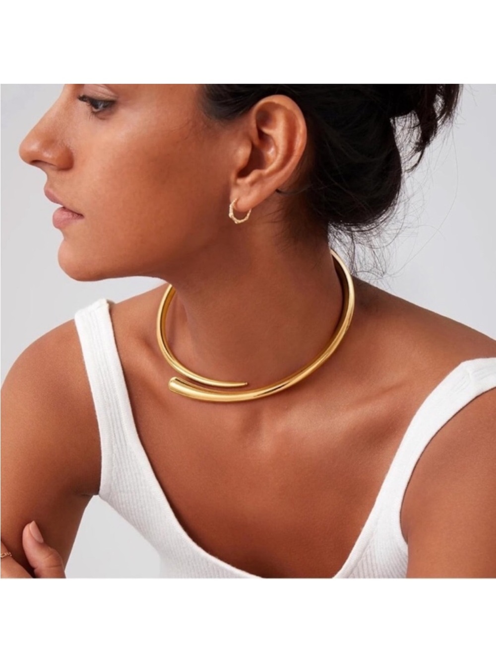 24k Gold Plated Drop Gold Open Close Necklace new - Picture 1 of 3